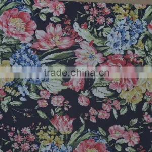 Colorful Big Flower Cotton AOP All Over Print Stretch Satin Fabric thumbnail-3