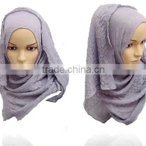 New Silk Muslim Hijab Fashionable Islamic Scarf Plain Solid Pattern thumbnail-6