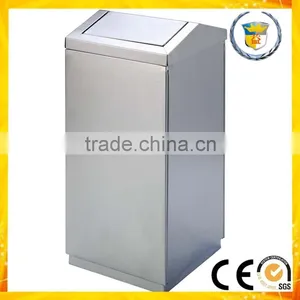 Finished in Brushed Stainless Steel Swing Top Waste Garbage Bin thumbnail-1