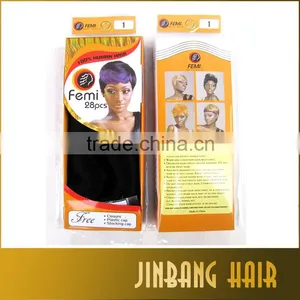 Natural Hair Extensions Black Color Femi 28PCS Human Hair Weave Short Hair Weaving thumbnail-1