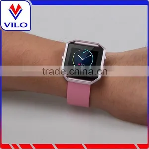 Luxury Genuine Leather Wrist Strap Watch Band For Fitbit Blaze Smart Watch+Metal Frame thumbnail-5