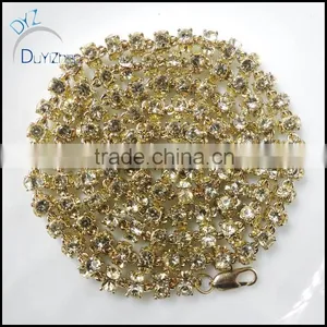 High Quality Hip Hop Gold Crystal Necklace thumbnail-2