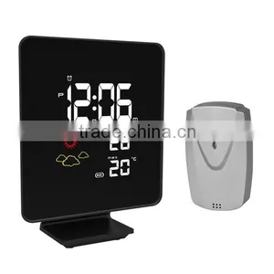 DESKTOP COLORFUL WIRELESS WEATHER STATION WITH SENSOR ALARM CLOCK, CE ROHS R&TTE and FCC Compliance S638B thumbnail-1