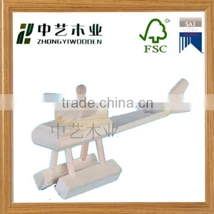 OEM Eco-friendly Assembled Unfinished Pine Min Wooden Air Plane Toys for Kids thumbnail-2