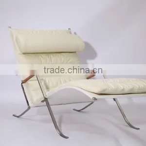Wholesale Floor Lounge Chair FK87 Lounge Chair Grasshopper White Leather thumbnail-5