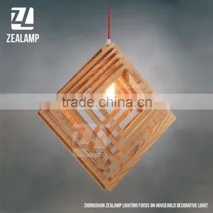 Nordic Creative Brief Wooden Pendant Lamps Square Shape Living Room Bedroom Lighting Fixtures Holiday Living Christmas Lights thumbnail-1