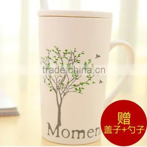 Coffee Bone China Mug Coffee Mug With Lid and Spoon Quality Choice thumbnail-2