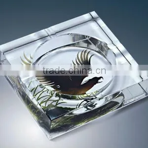 Eagle Color Printed Crystal Ashtray /tobacco Cigar/smoking Craft Ashtray Useful(R-0975 thumbnail-1