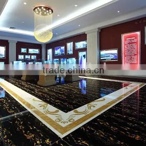 BLACK GOLD FLOWER FULL POLISHED PORCELAIN GLAZED TILE FROM FOSHAN FACTORY thumbnail-2