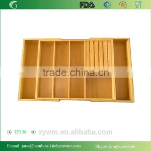 TF130 Expandable Bamboo Utensil Organizer With Knife Block for Cutlery, Flatware, Silverware and Accessories thumbnail-3