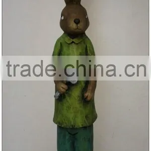 Natural Garden Decoration MgO Garden Sculpture, Rabbit Sculpture thumbnail-1