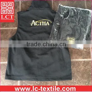 Wholesale Top Quality Gold Stitching Embroidery With Your Logo Anti-pilling Full Zipper Polar Fleece Vest for Men(LCTU0048) thumbnail-5