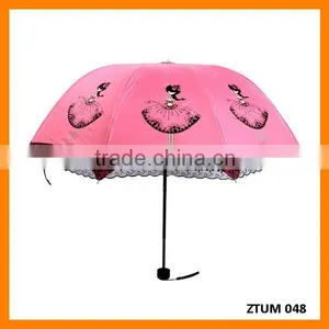 Lace Dancing Girl Print Triple Fold Umbrella thumbnail-1