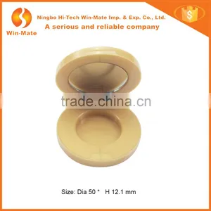 Round Mini Yellow Plastic 1 Pan With Magnet Button Empty Cosmetic Compact Packaging thumbnail-2