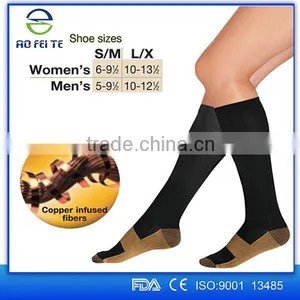 Unisex Copper Infuse Fibers Compression Calf Prevent Varicose Vein Socks thumbnail-1