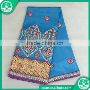 2016 Hot Selling Beaded African George Wrapper Lace Fabrics, Fashion Raw Silk George thumbnail-2