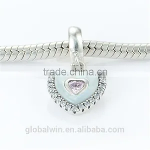 Heart Bead Landing Charms Wholesale European Charm Bracelet Necklace 100% Real 925 Sterling Silver S186 Aaa Cubic Zirconia thumbnail-3