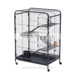 Pawhut 37" 4 Level Indoor Hutch Small Animal Cage - Black thumbnail-3