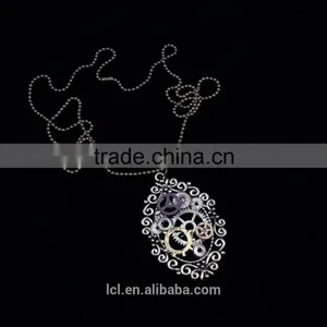 New Design Steampunk Gear Cameo Pendant Statement Necklace 2015 Yiwu Fashion Imitation Jewelry Hot Sale thumbnail-4