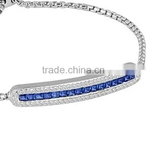 Stainless Steel Monica Bracelet Sapphire Diamond Adjustable Bracelet thumbnail-2