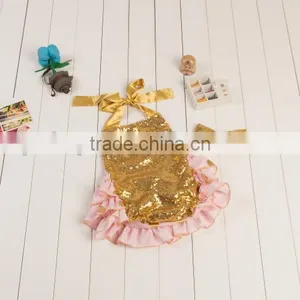 2017 New Product Wholesale Boutique Solid Shiny Romper, Bow-Knot Hairband Baby Adorable Girls Summer Clothes thumbnail-4