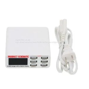 Vipprog Digital Display 6 Port USB Charger USB Rapid Charging Station for Mobile Phone thumbnail-1
