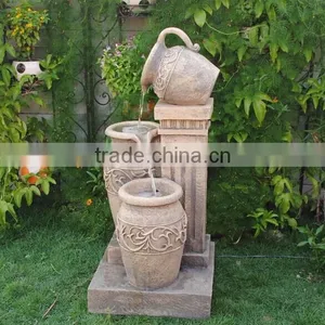 Hotsale Three Jars Polyresin LED Fengshui Products Fountain thumbnail-3