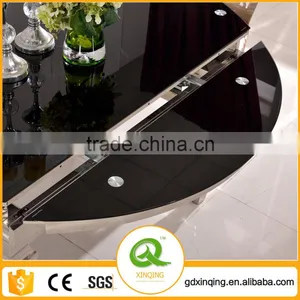 Home Furniture Round Extendable Glass Dining Table TH389 thumbnail-2