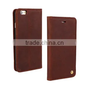 Luxury Retro Genuine Cow Leather Wallet Mobile Phone Case With Card Slot For IPhone 6 6Plus thumbnail-2