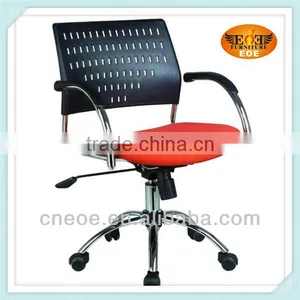 Small Swivel Office Chair Red Black thumbnail-1