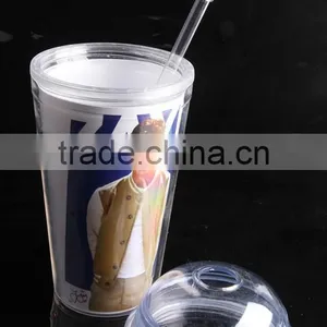 16oz Bpa Free Plastic Reusable Double Wall Tumbler With Dome Lid thumbnail-3