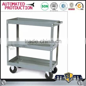 Best Quality Metal Library Book Trolley 3-layer Steel Library Book Cart for Sale thumbnail-6
