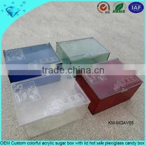 OEM Custom Colorful Acrylic Sugar Box With Lid Hot Sale Plexiglass Candy Box thumbnail-1