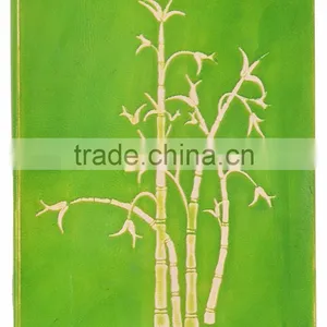 Handmade Vintage Embossed Sugar Cane Green Leather Journal thumbnail-1