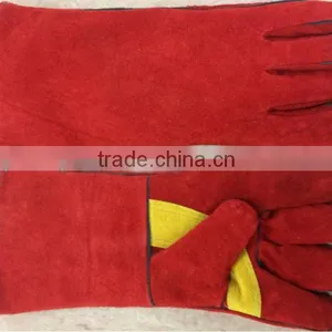 Red Cow Split Leather Work Gloves/Welding Gloves In Guangzhou thumbnail-3