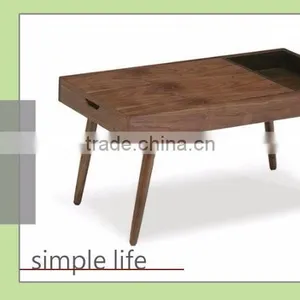 High Quality Living Room Furniture Side Modern Wooden Glass Coffee Table thumbnail-6