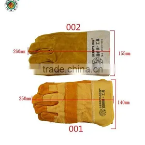 Gold Color Cow Split Welding Short Gloves for Sale thumbnail-1