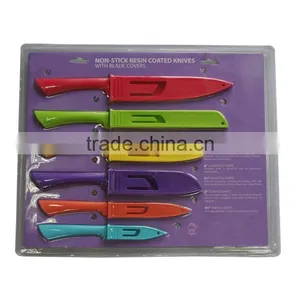 6pcs Colorful Kitchen Knife Set With Blade Covers thumbnail-2