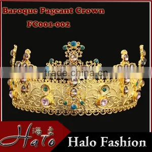FC001-001Fashion Baroque Style Headband Wedding Pageant Crown Beauty Queen Crystal Crown thumbnail-1