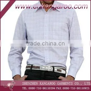 Wrinkle Free Cotton Long Sleeves Plaids French Cuffs Mens Dress Shirts thumbnail-1