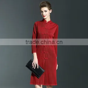 2017 New Slim Plicated Cheongsam One Piece Dresses thumbnail-1