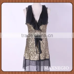 Hot Selling Waistcoat Design Sequin Beautiful Dress thumbnail-1