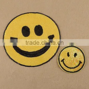 Emoji Smile Sequined Badge Applique Bag Clothes Embroidery Patch Sewing Supply thumbnail-1