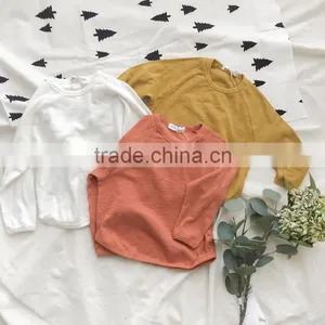 2-7 Years 2017 Wholesale Autumn Cotton Full Sleeve Solid Kids Girl Blouse thumbnail-1