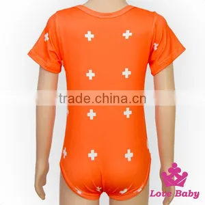 Summer Kids Modeling Clothes Short Sleeve Orange Elastic Cotton Spandex Bodysuit Romper Jumpsuit thumbnail-3
