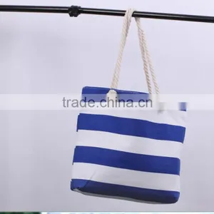 New Arrival Personalized Monogrammed Striped Fashionable Canvas Beach Tote Bag thumbnail-3