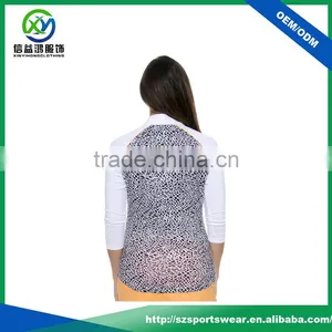 New Style Three Quarter Sleeve Leopard Printing Perfect Fit V-neck Polo T Shirts For Women thumbnail-3