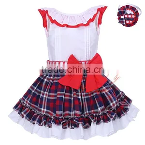 Tartan Crop Top and Skirt Set Spanish Baby Clothing thumbnail-1