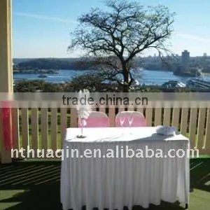 White Polyester Rectangle Table Skirting Table Skirts Table Linen thumbnail-1