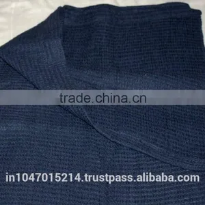 Hand Woven Organic Linen Dark Blue Waffle Towel thumbnail-4